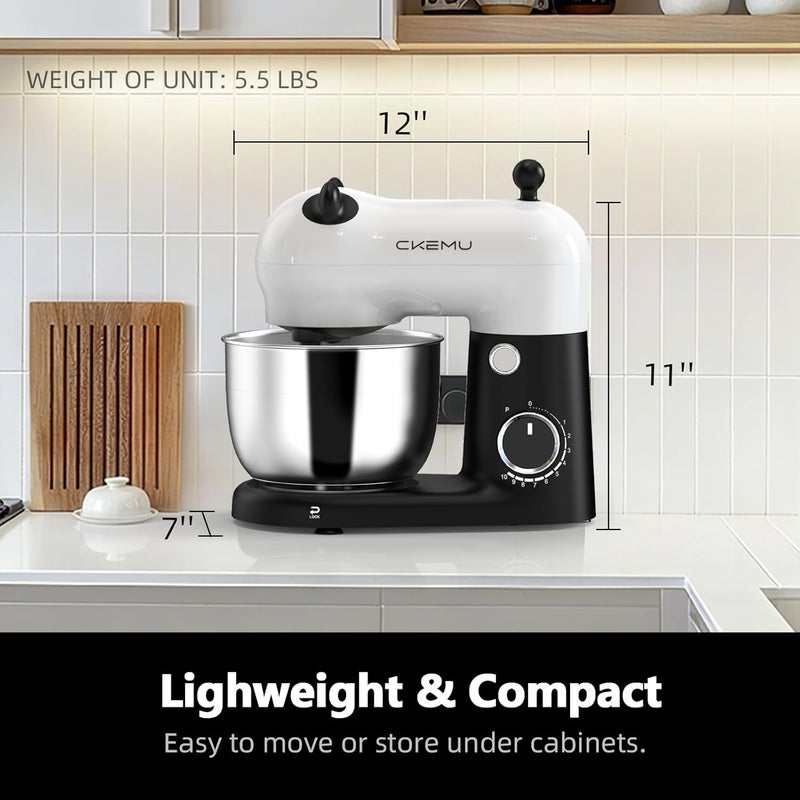 CKemu Stand Mixer, Compact & Space-Saving, Stainless Steel Bowl, Unique & Playful Design, Effcient Motor, Dishwasher-Safe Attachments, SM-2549A (Panda) - Image 5